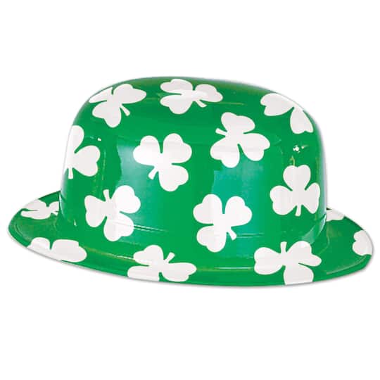 Beistle Green Plastic Shamrock Derbies, 5ct.
